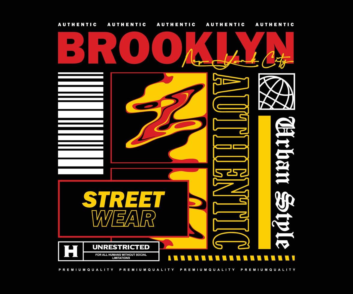 illustration abstraite conception de t-shirt affiche brooklyn futuriste, graphique vectoriel, affiche typographique ou t-shirts street wear et style urbain vecteur