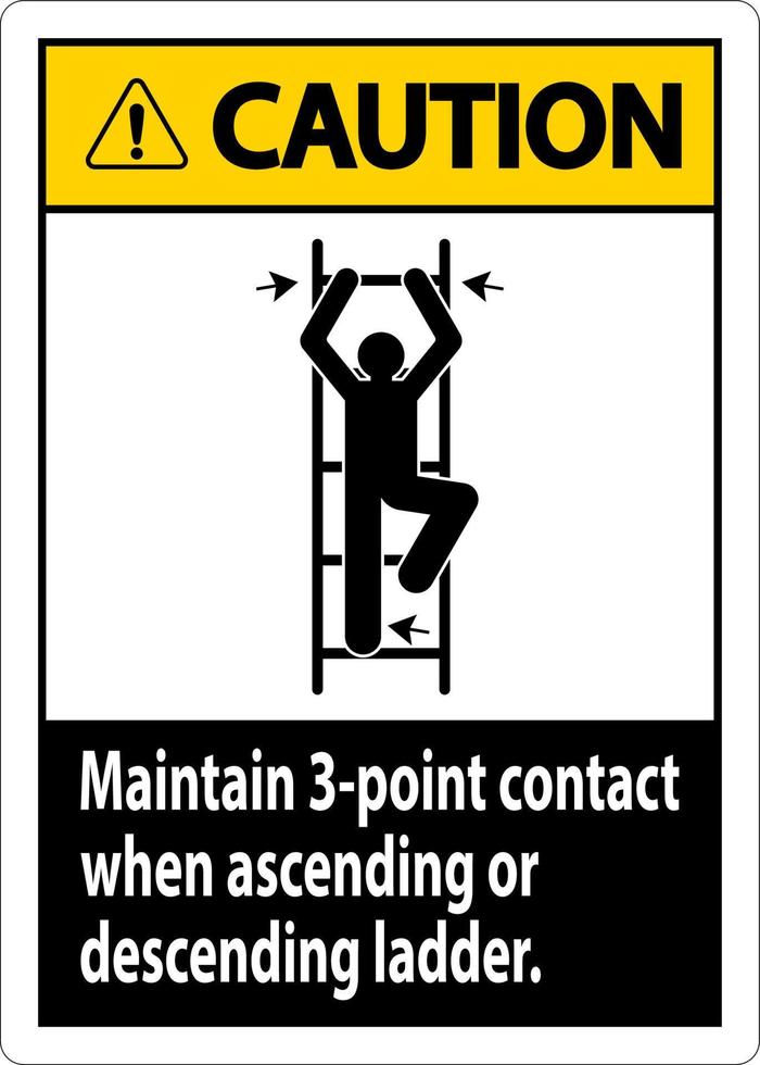 attention maintenir 3 points de contact lors de la montée ou de la descente de l'échelle vecteur