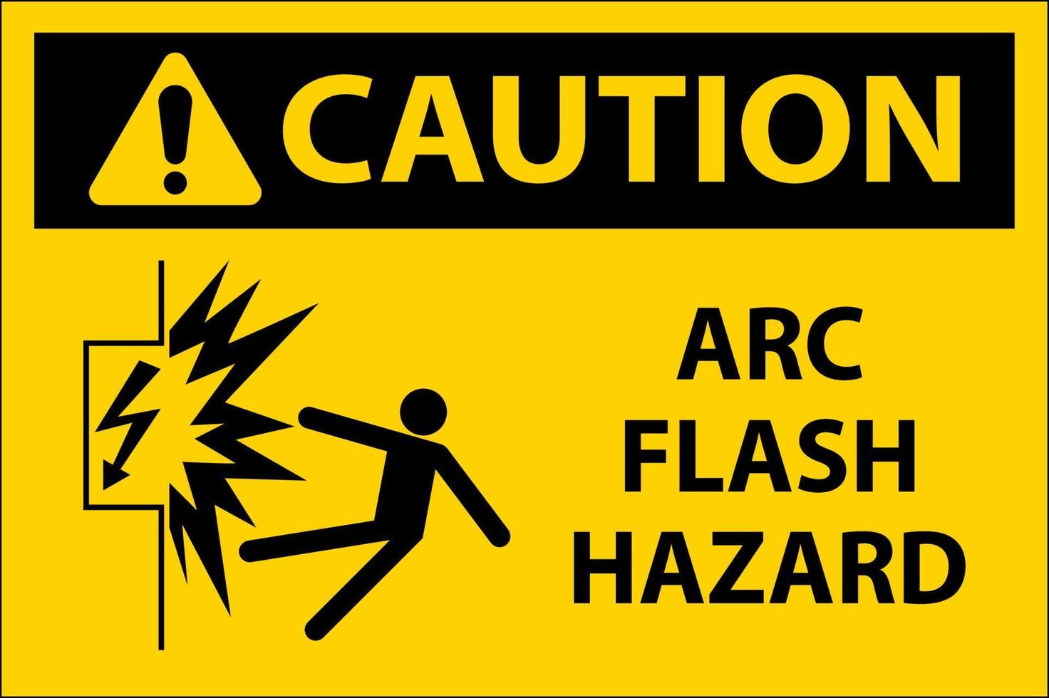 Attention signe de danger d'arc électrique sur fond blanc vecteur