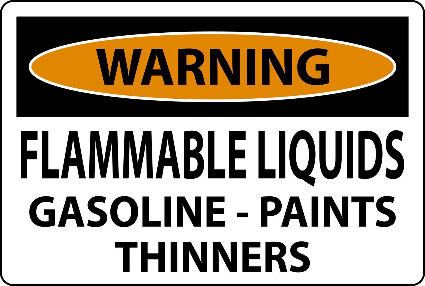 panneau d'avertissement liquides inflammables, essence, peintures, diluants vecteur