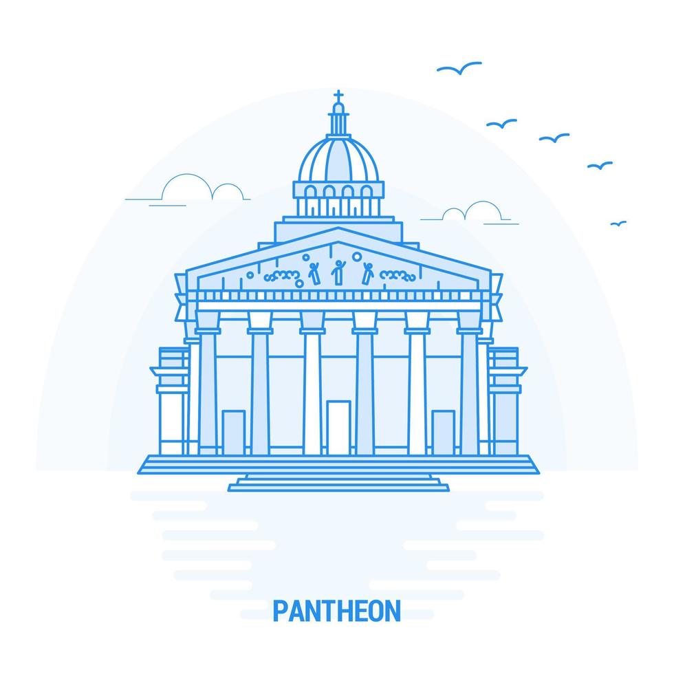 fond créatif et modèle d'affiche de point de repère bleu panthéon vecteur