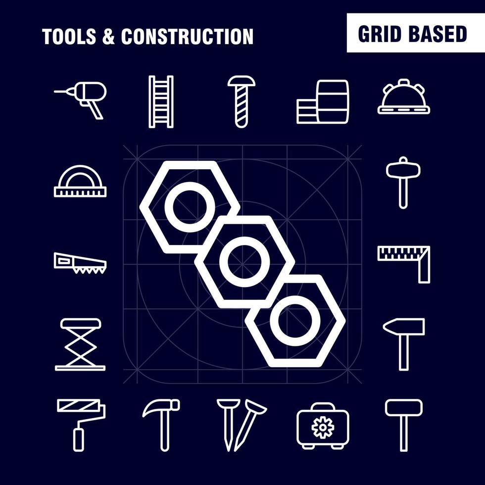 outils et pack d'icônes de ligne de construction pour les concepteurs et les développeurs vecteur