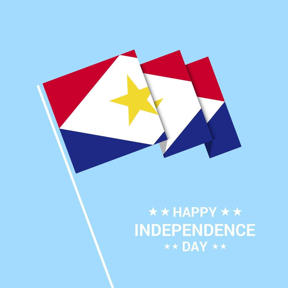 conception typographique de la fête de l'indépendance de saba avec vecteur de drapeau