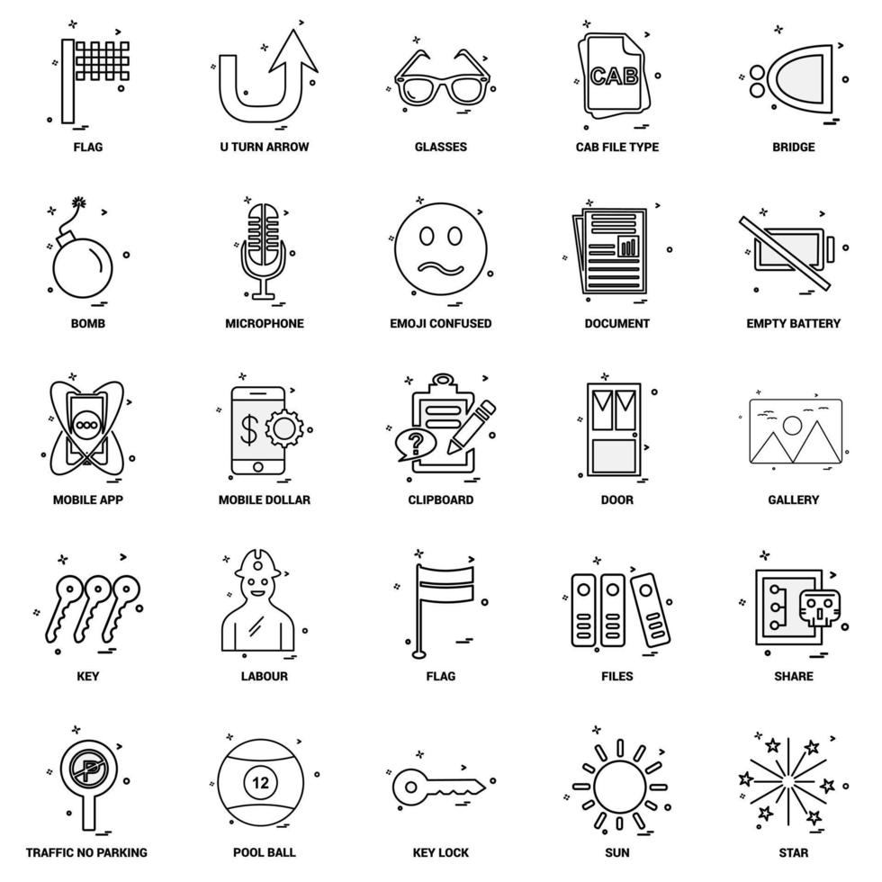 25 jeu d'icônes de ligne de mélange de concept d'entreprise vecteur