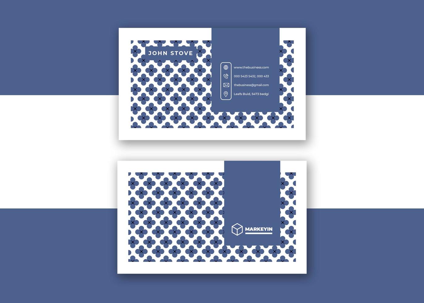 conception élégante de carte de visite bleue et blanche vecteur