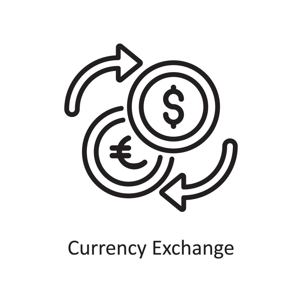 illustration de conception d'icône de contour vectoriel de change de devises. symbole des affaires et des finances sur fond blanc fichier eps 10