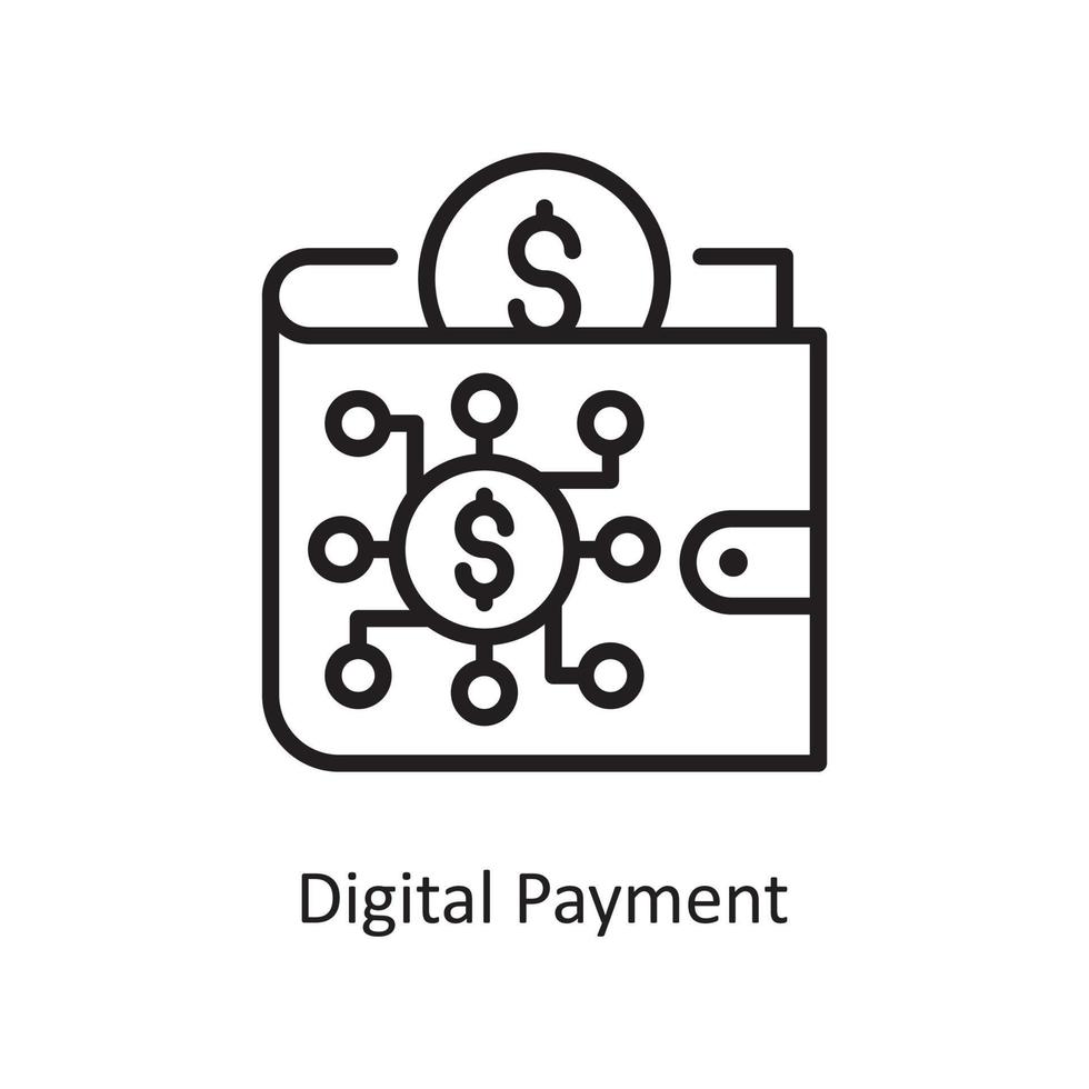 illustration de conception d'icône de contour de vecteur de paiement numérique. symbole des affaires et des finances sur fond blanc fichier eps 10