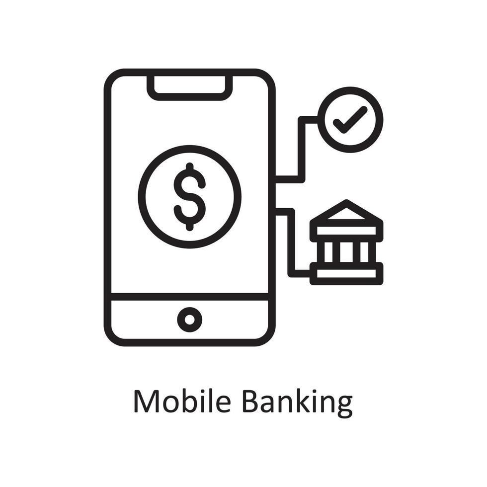 illustration de conception d'icône de contour de vecteur de banque mobile. symbole des affaires et des finances sur fond blanc fichier eps 10