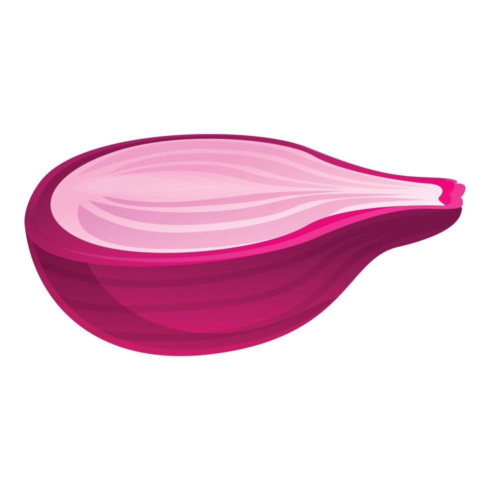 icône d'oignon demi-violet, style cartoon vecteur