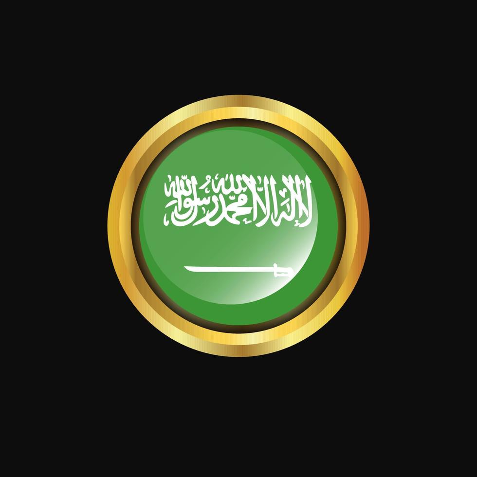 drapeau saoudien bouton doré vecteur