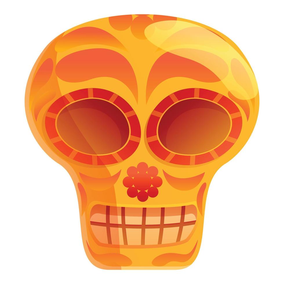 icône de crâne mexicain antique, style cartoon vecteur