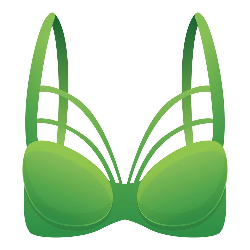 icône de soutien-gorge vert, style cartoon vecteur