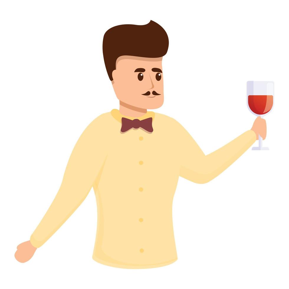 icône de sommelier expert, style cartoon vecteur