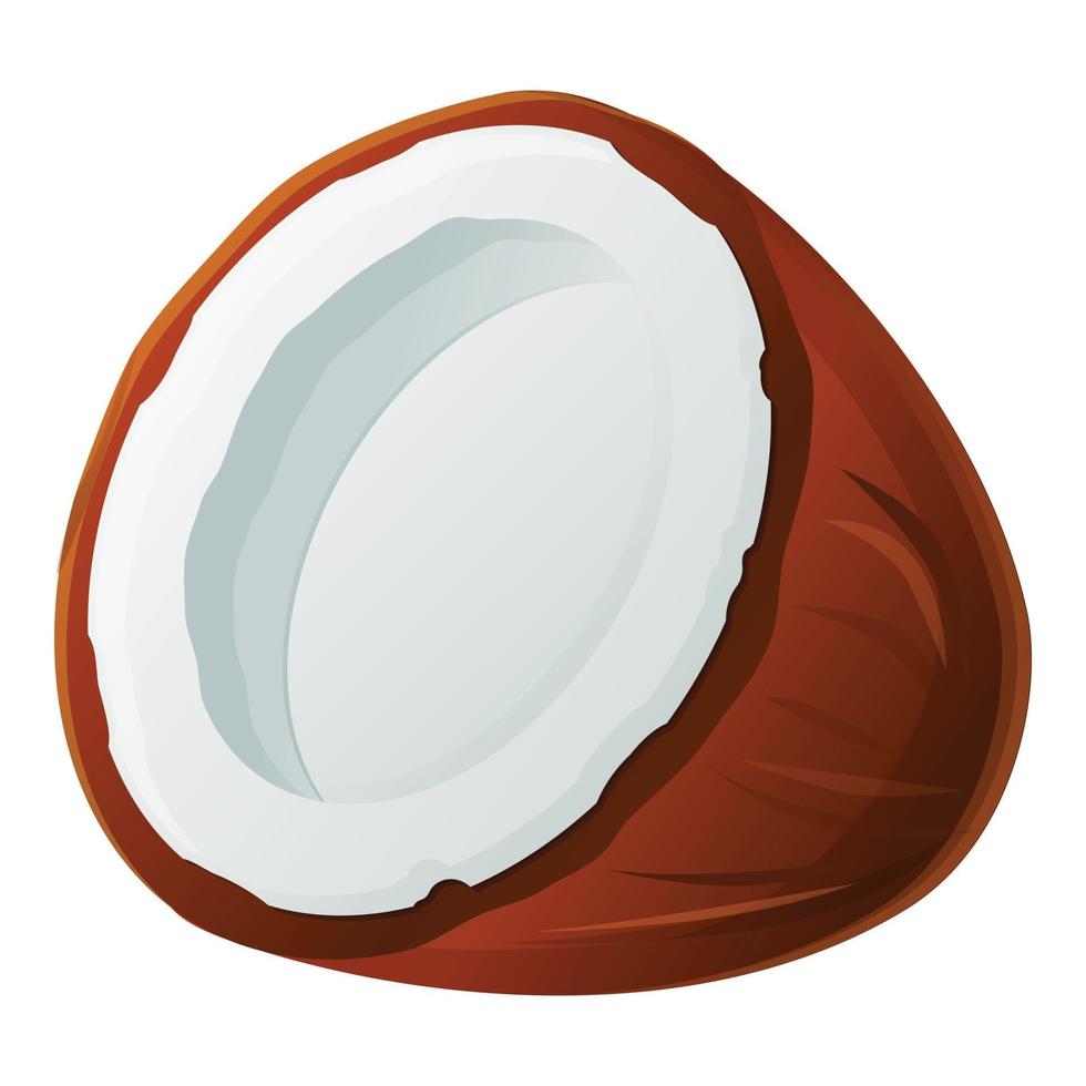 icône de noix de coco coupée, style cartoon vecteur