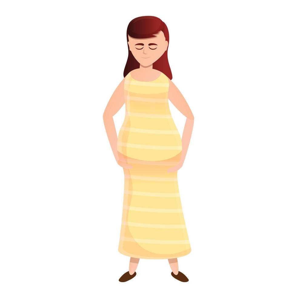 fille enceinte dans une icône de robe longue, style cartoon vecteur