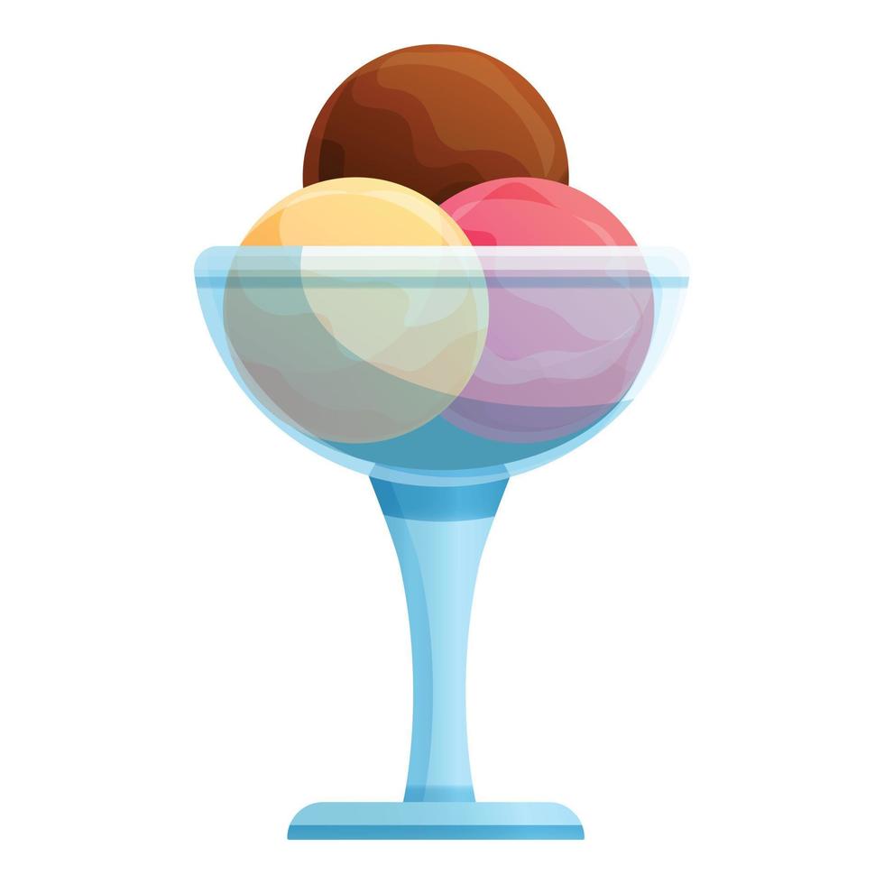 icône de boules de crème glacée de restaurant, style cartoon vecteur