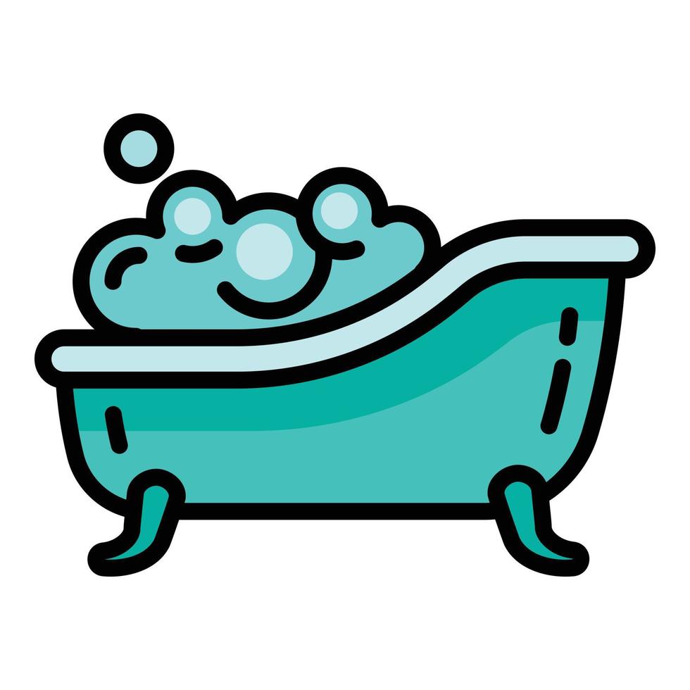 icône de baignoire en mousse de savon, style de contour vecteur