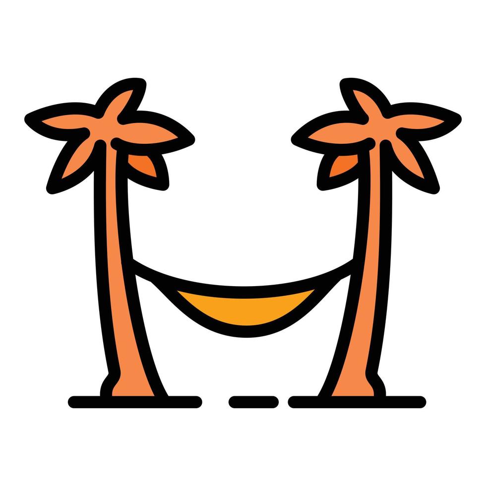 icône palmier et hamac, style de contour vecteur