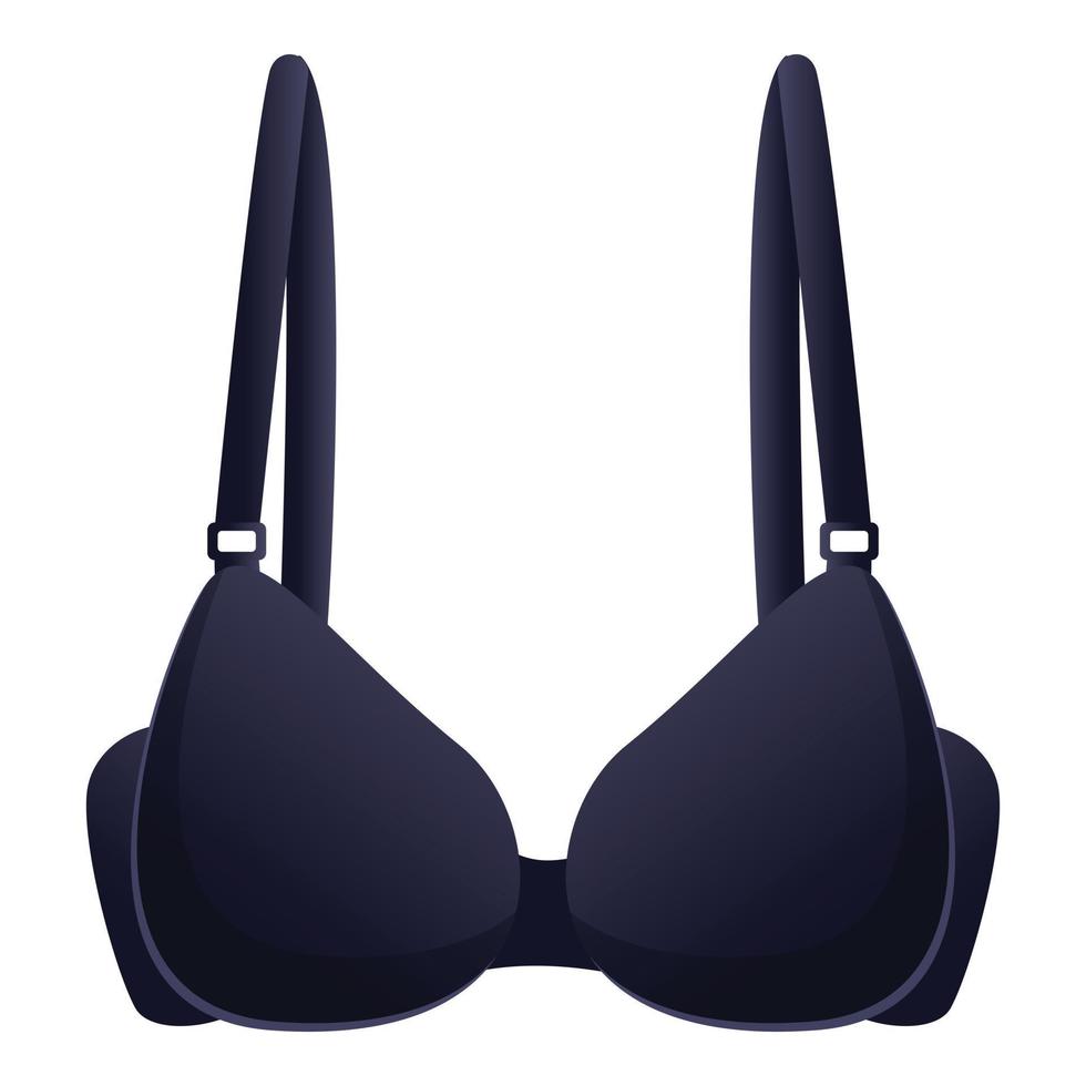 icône de soutien-gorge noir, style cartoon vecteur