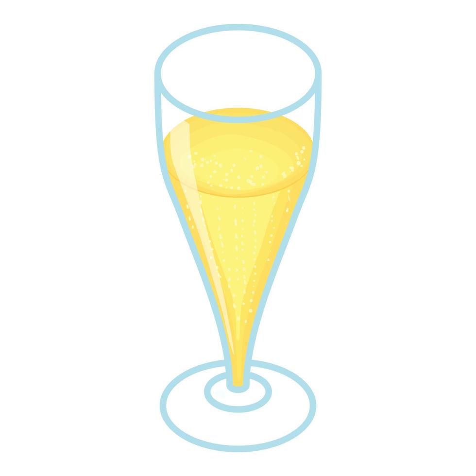 icône de verre de champagne de vacances, style isométrique vecteur