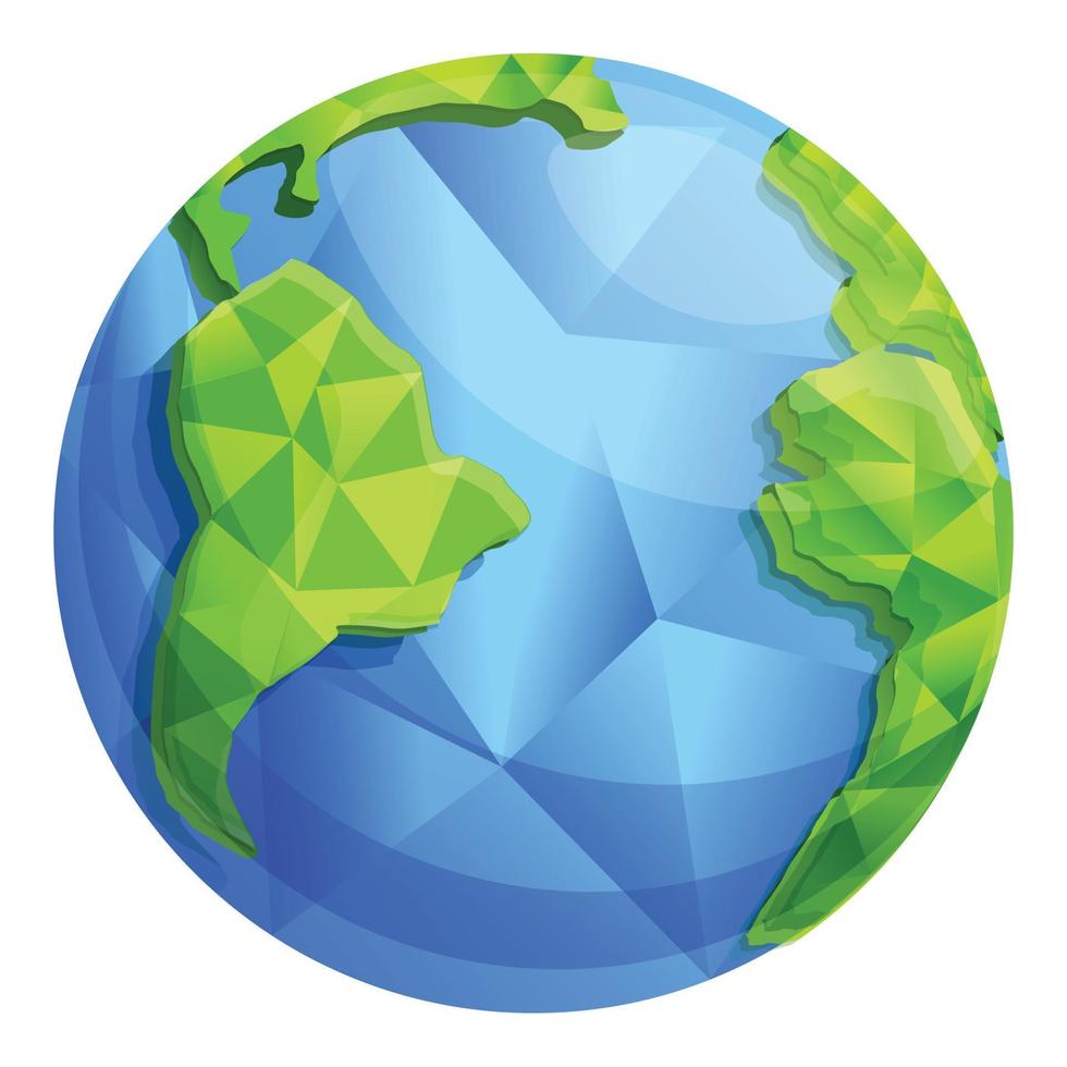 icône globe polygonale, style cartoon vecteur