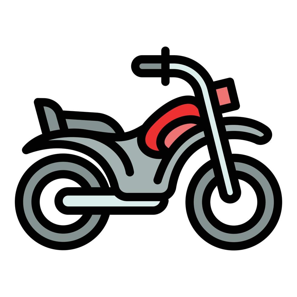 icône de moto de voyage, style de contour vecteur