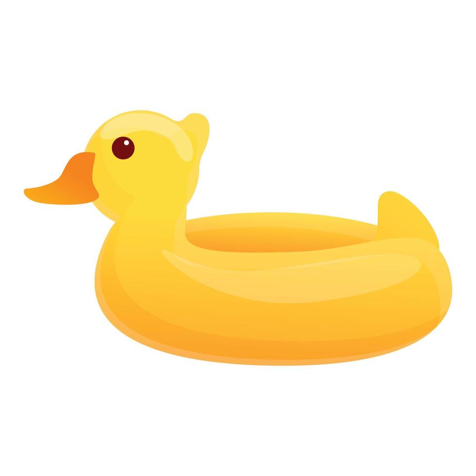 icône d'anneau gonflable de canard jaune, style cartoon vecteur