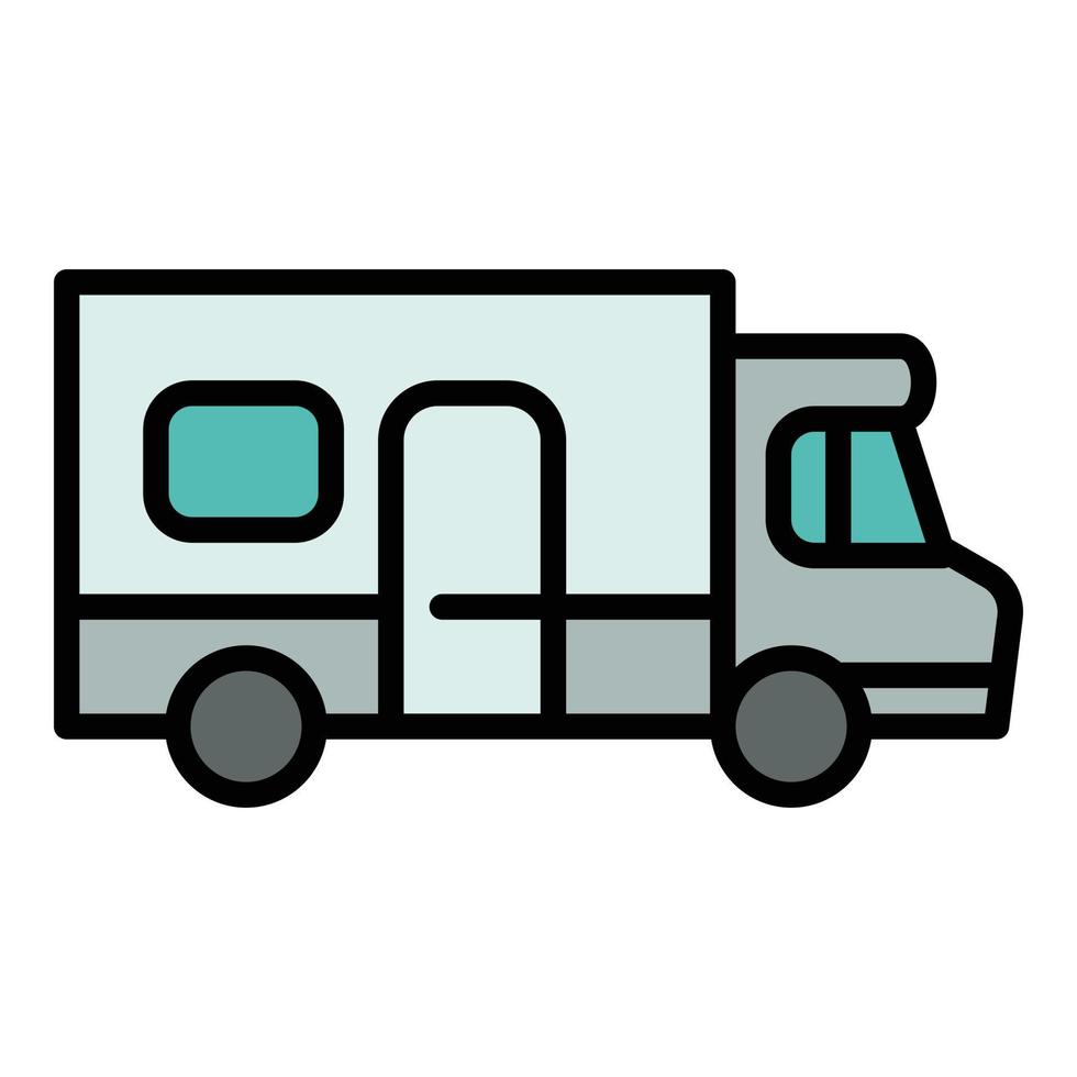 icône de camion de voyage, style de contour vecteur