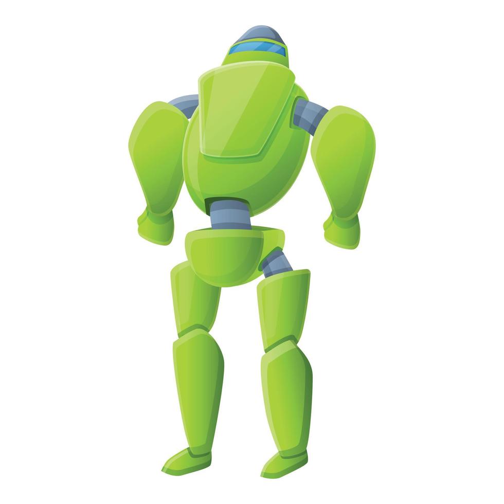icône de robot futuriste vert, style cartoon vecteur