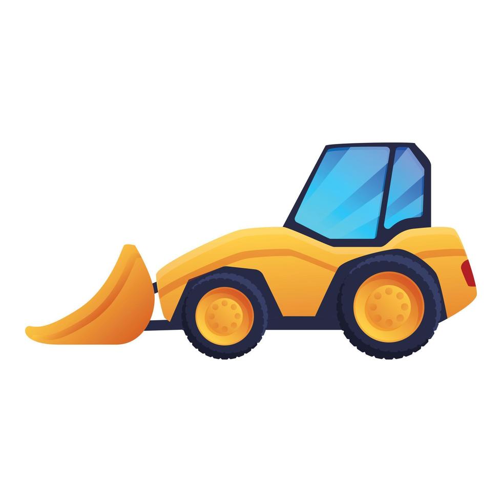 icône de bulldozer de réparation de route, style cartoon vecteur