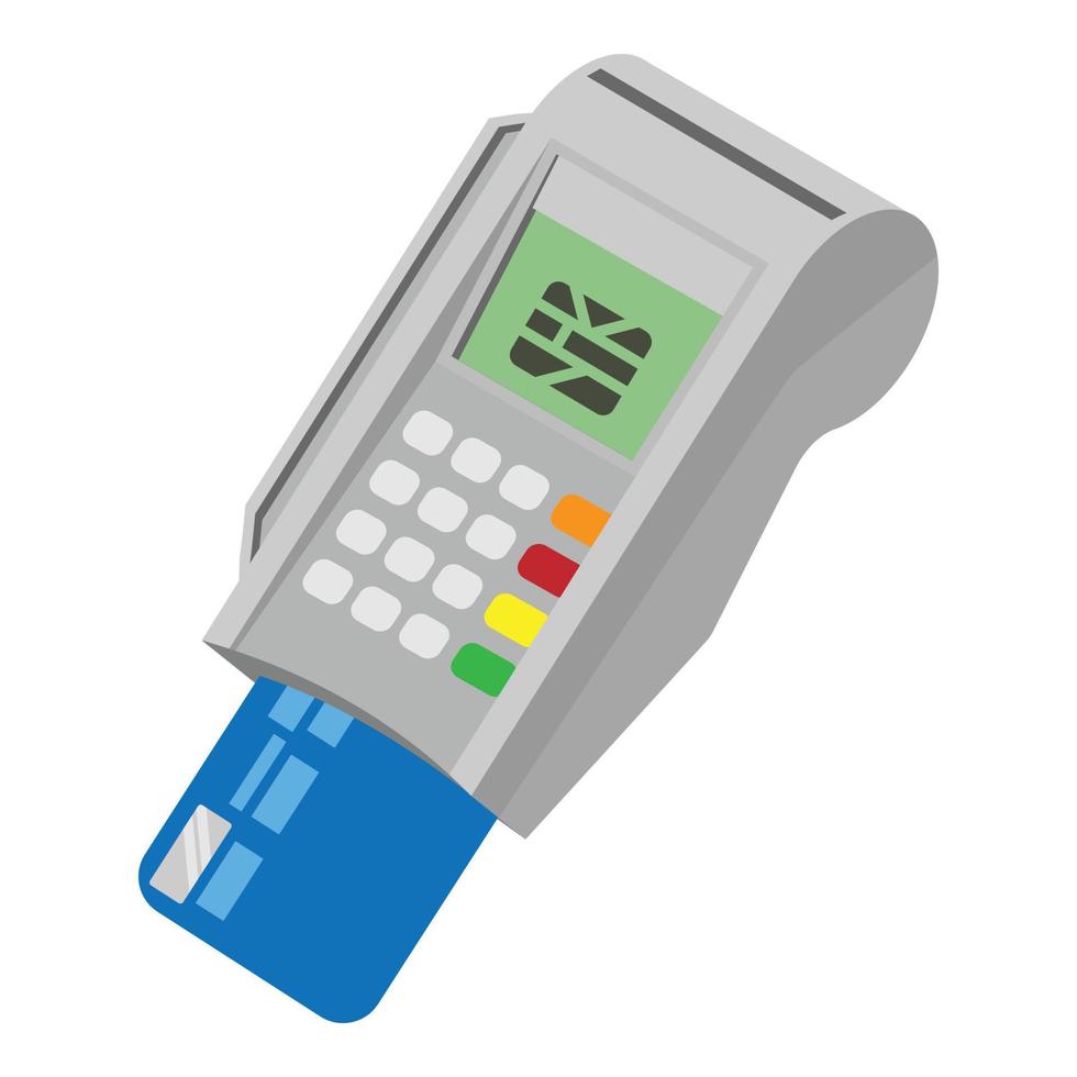 icône de périphérique de paiement par carte de crédit, style isométrique vecteur