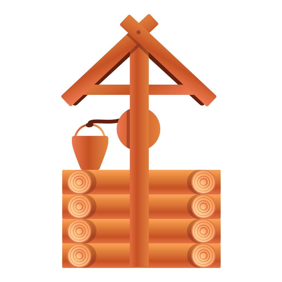icône de puits d'eau en bois, style cartoon vecteur