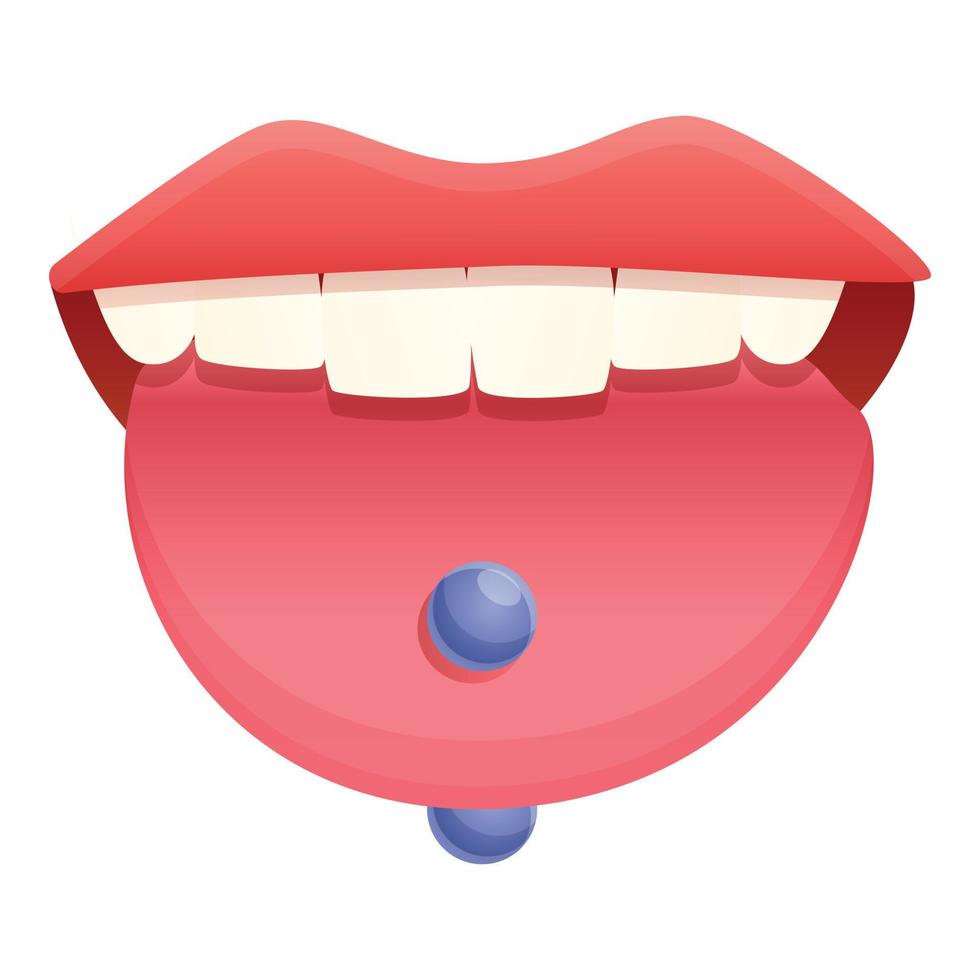 icône de piercing à la langue mignonne, style cartoon vecteur