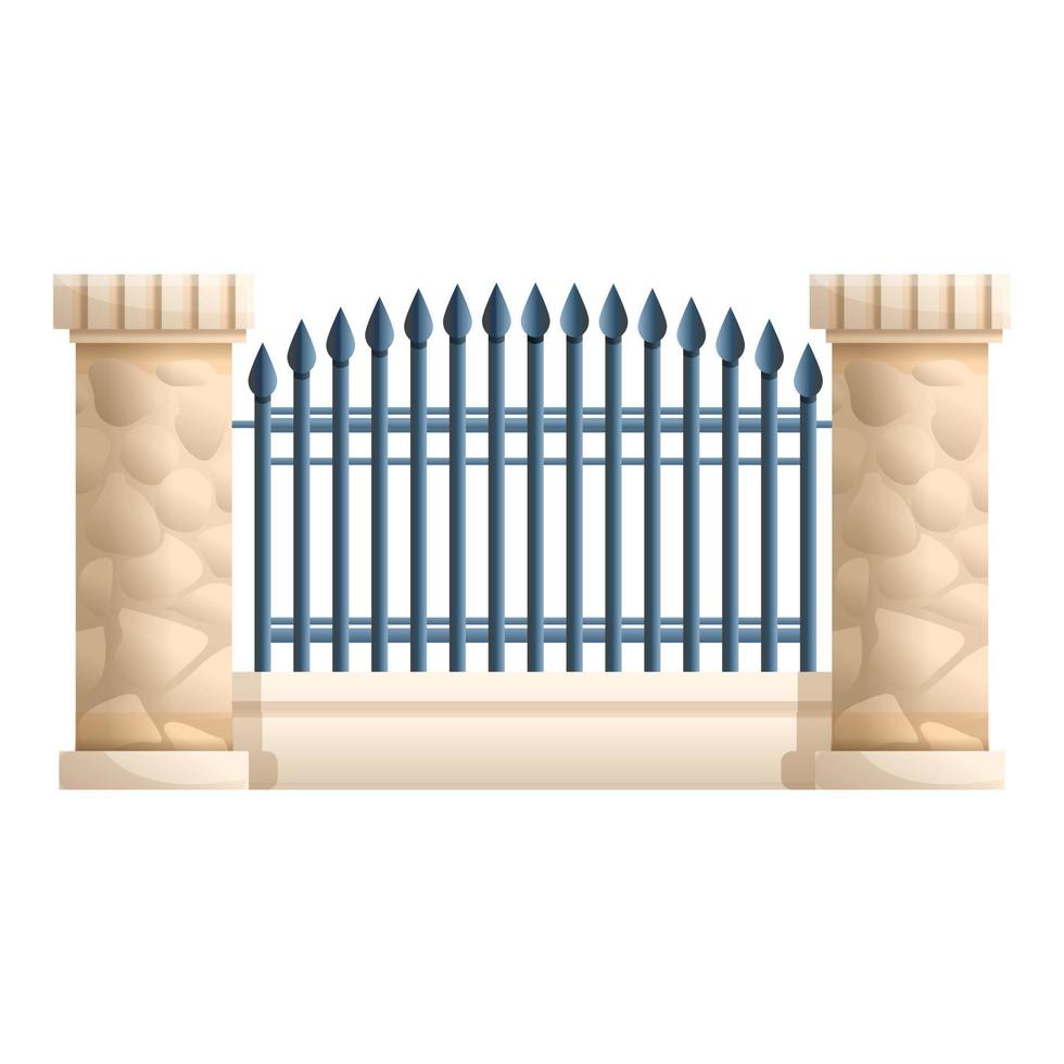 icône de clôture en pierre blanche, style cartoon vecteur