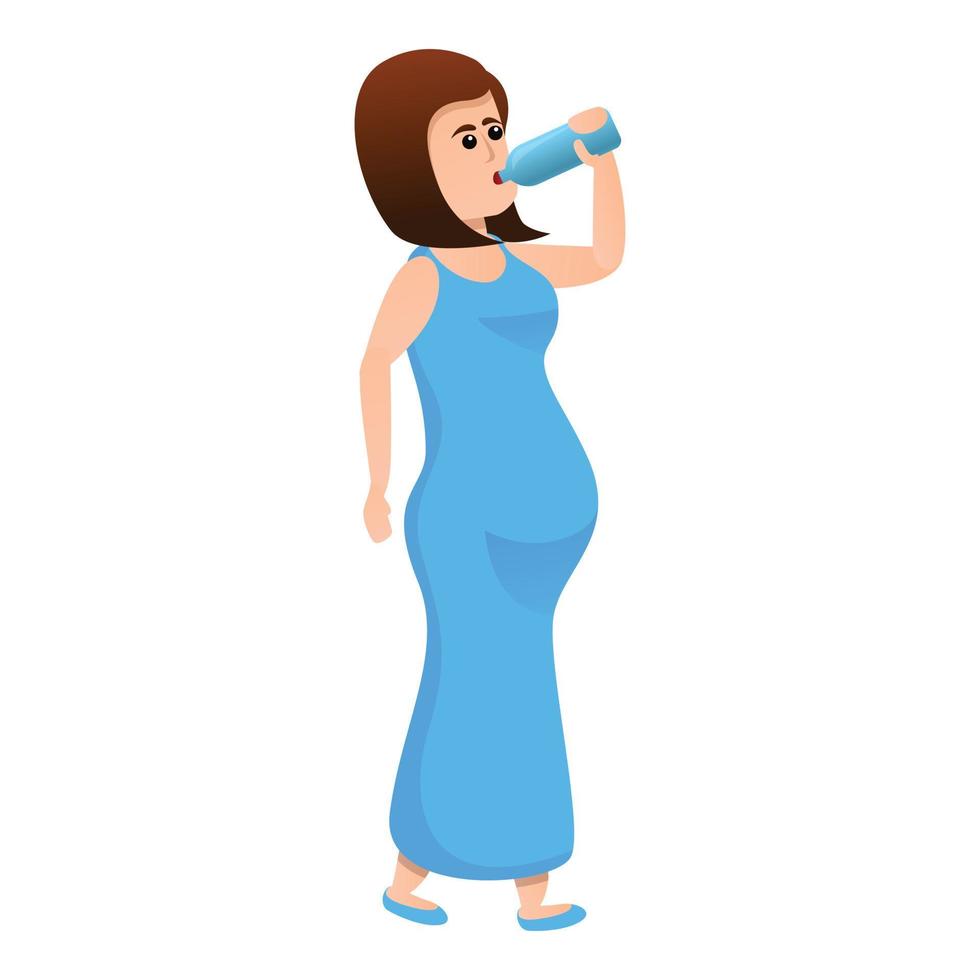 icône de l'eau potable fille enceinte, style cartoon vecteur