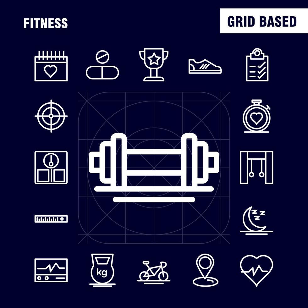 pack d'icônes de ligne de fitness pour les concepteurs et les développeurs icônes de moniteur de statistiques de scanner médical vecteur de gym de soins de santé de fitness médical