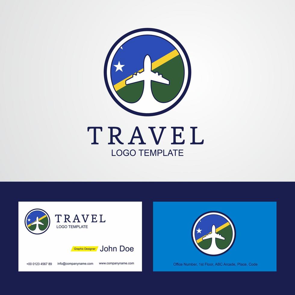 voyage îles salomon cercle créatif drapeau logo et conception de carte de visite vecteur