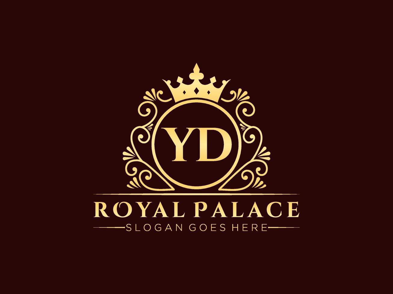 lettre yd logo victorien de luxe royal antique avec cadre ornemental. vecteur