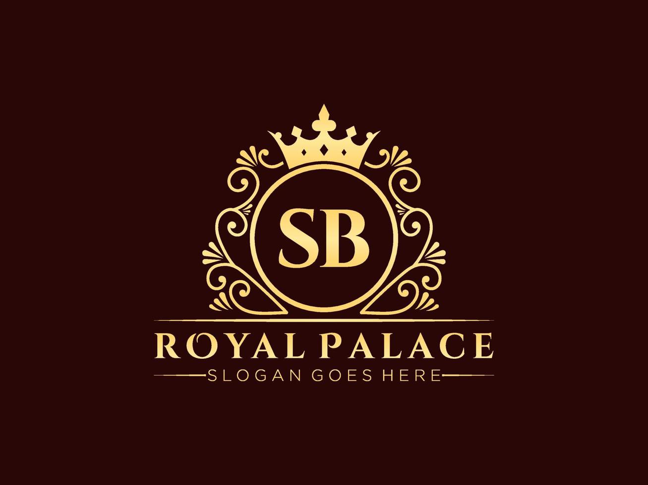 lettre sb logo victorien de luxe royal antique avec cadre ornemental. vecteur