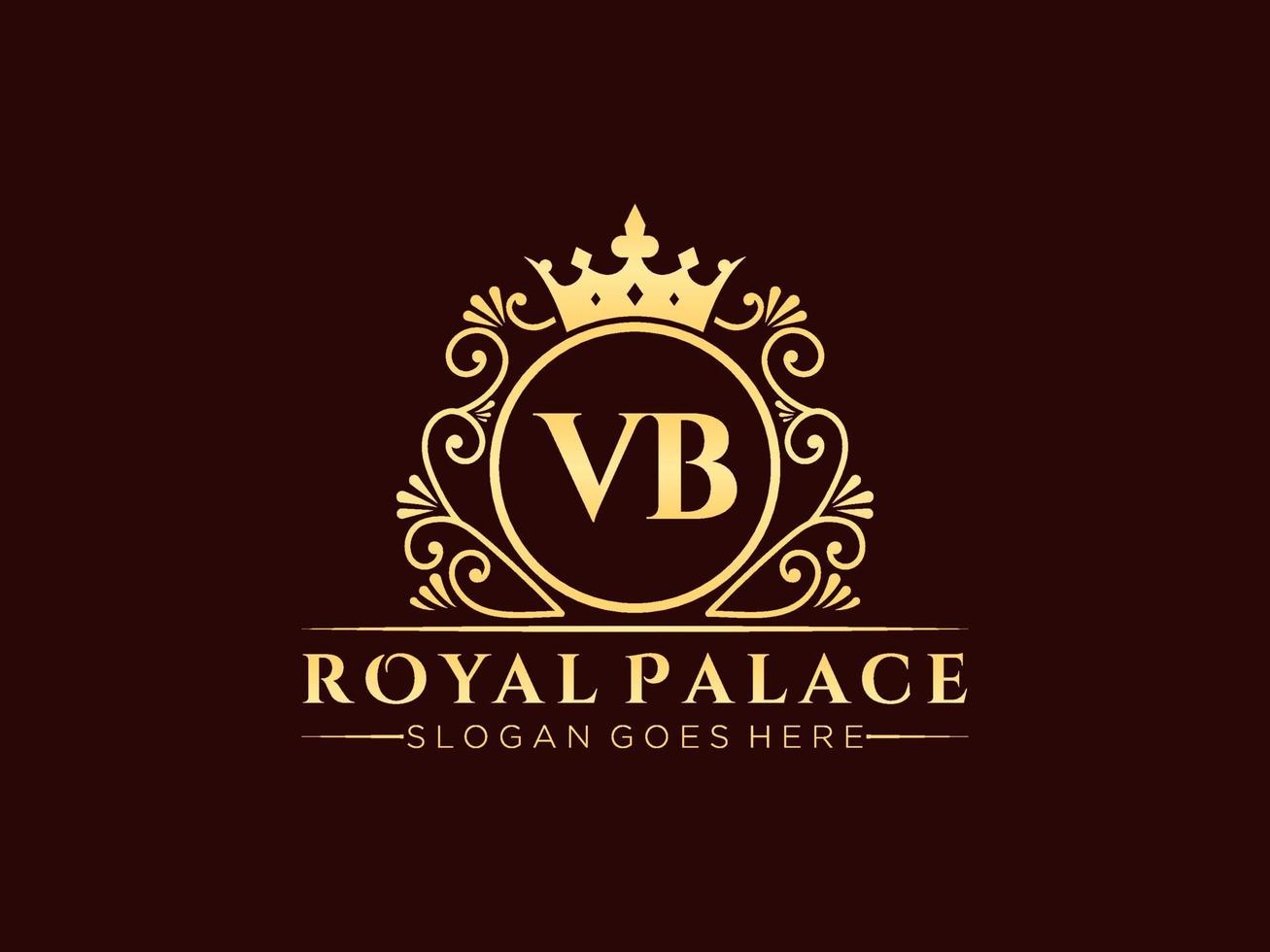 lettre vb logo victorien de luxe royal antique avec cadre ornemental. vecteur