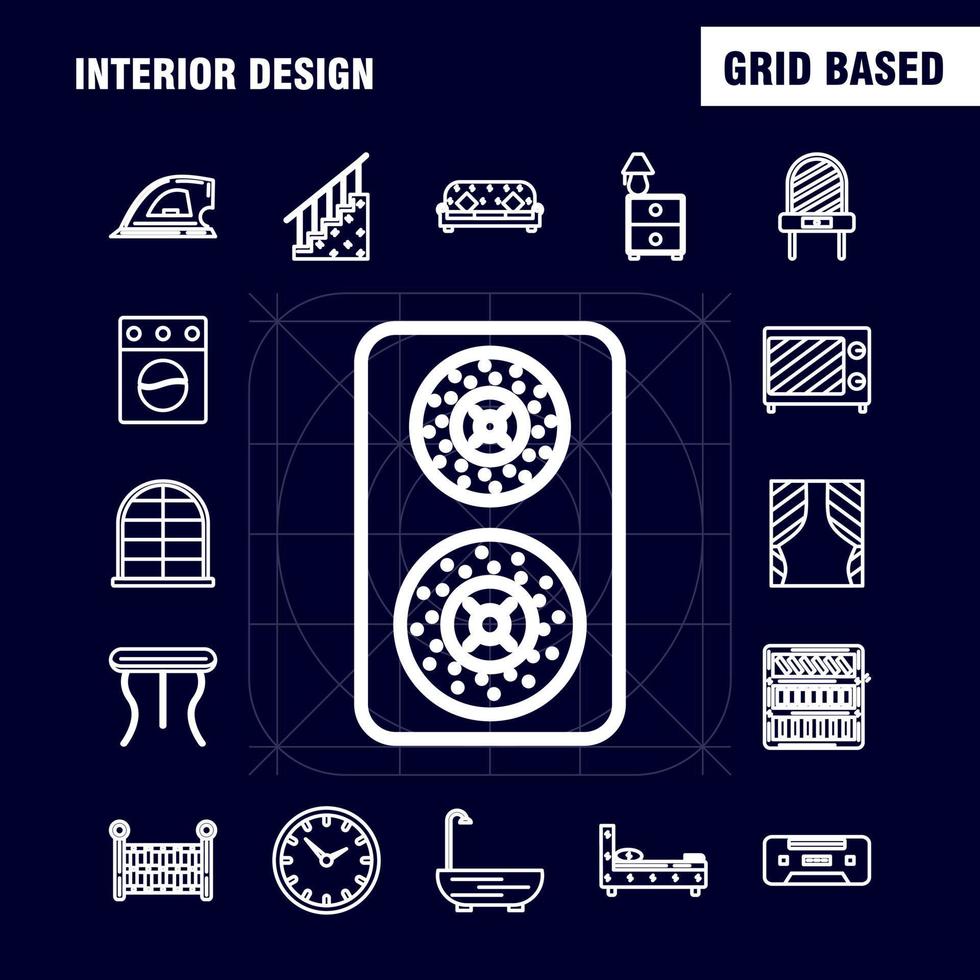 les icônes de la ligne de design d'intérieur sont définies pour l'infographie le kit uxui mobile et la conception d'impression incluent l'interrupteur fiche électronique table électrique meubles tables de maison vecteur eps 10