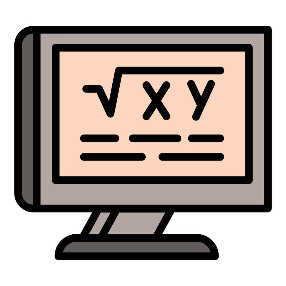 icône de moniteur d'ordinateur scolaire, style de contour vecteur