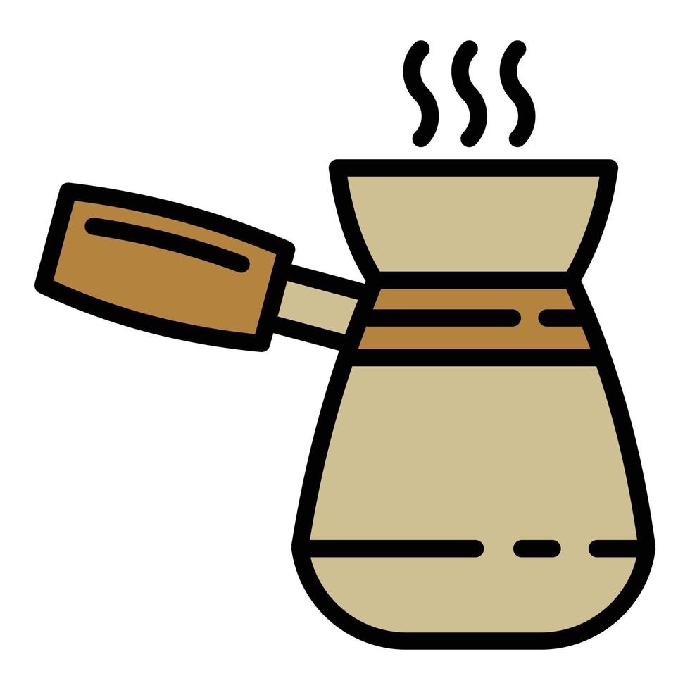 icône de pot de café chaud, style de contour vecteur