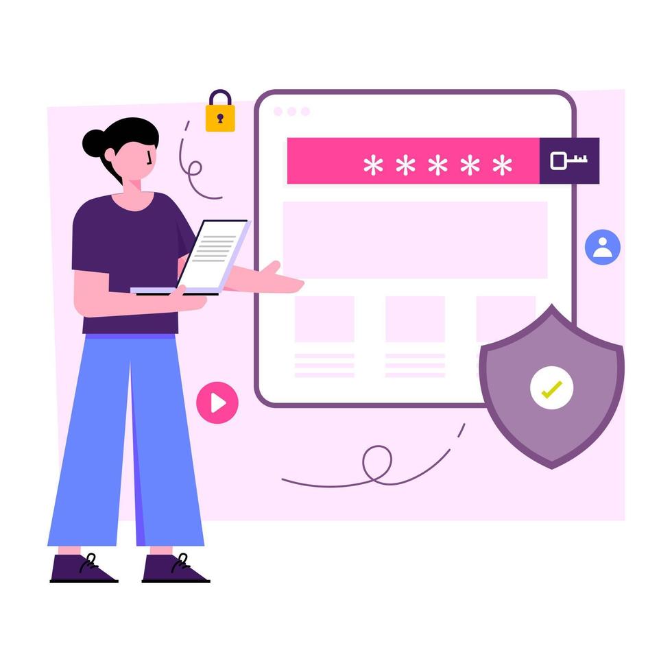 illustration de conception modifiable de la sécurité du mot de passe vecteur