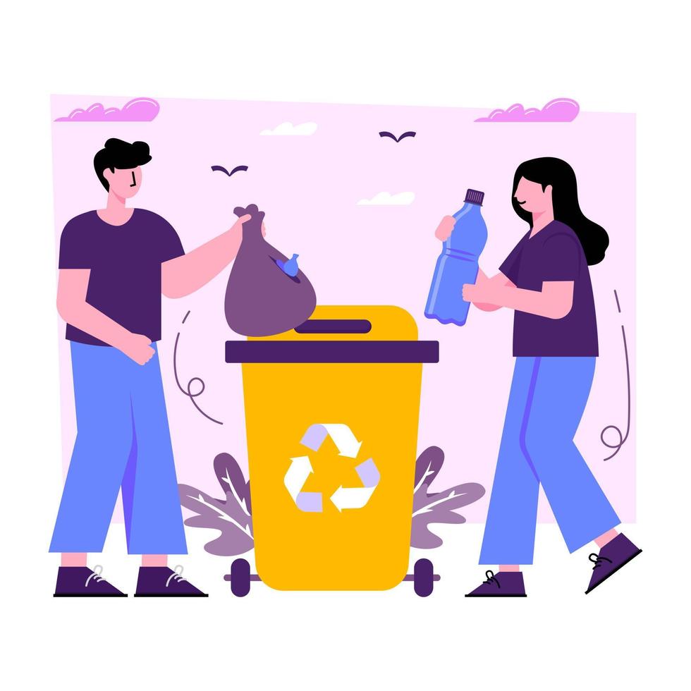 illustration conceptuelle design plat gestion des déchets vecteur