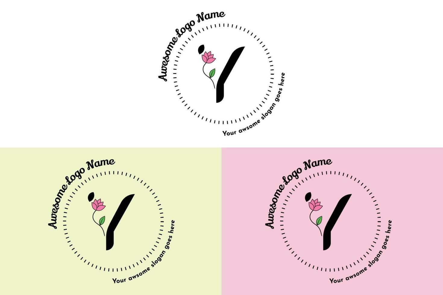 logo de lettre y féminin, modèles de badge minimalistes et floraux modernes pour la marque, l'identité, la boutique, le vecteur de salon. simple vecteur de conception de logo floral y lettre.