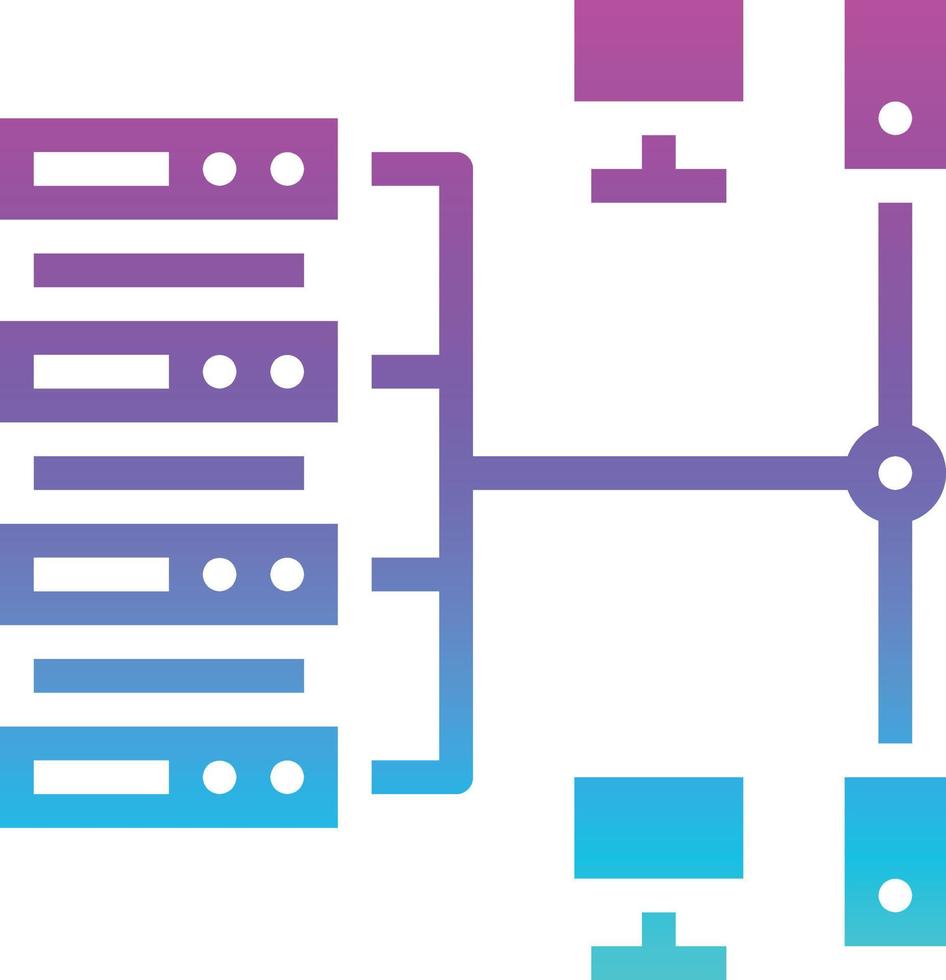 serveur de fichiers réseau informatique données multimédia - icône solide dégradé vecteur