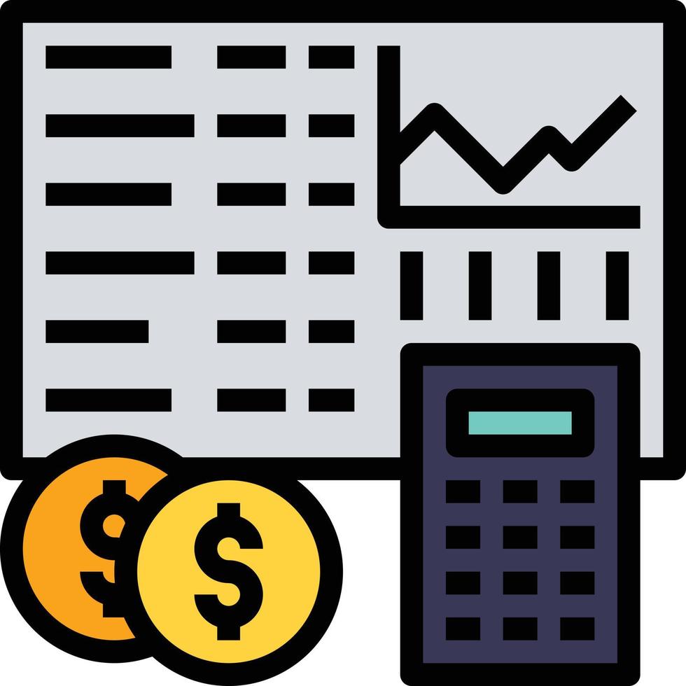 calculatrice graphique comptable analyse profit - icône de contour rempli vecteur
