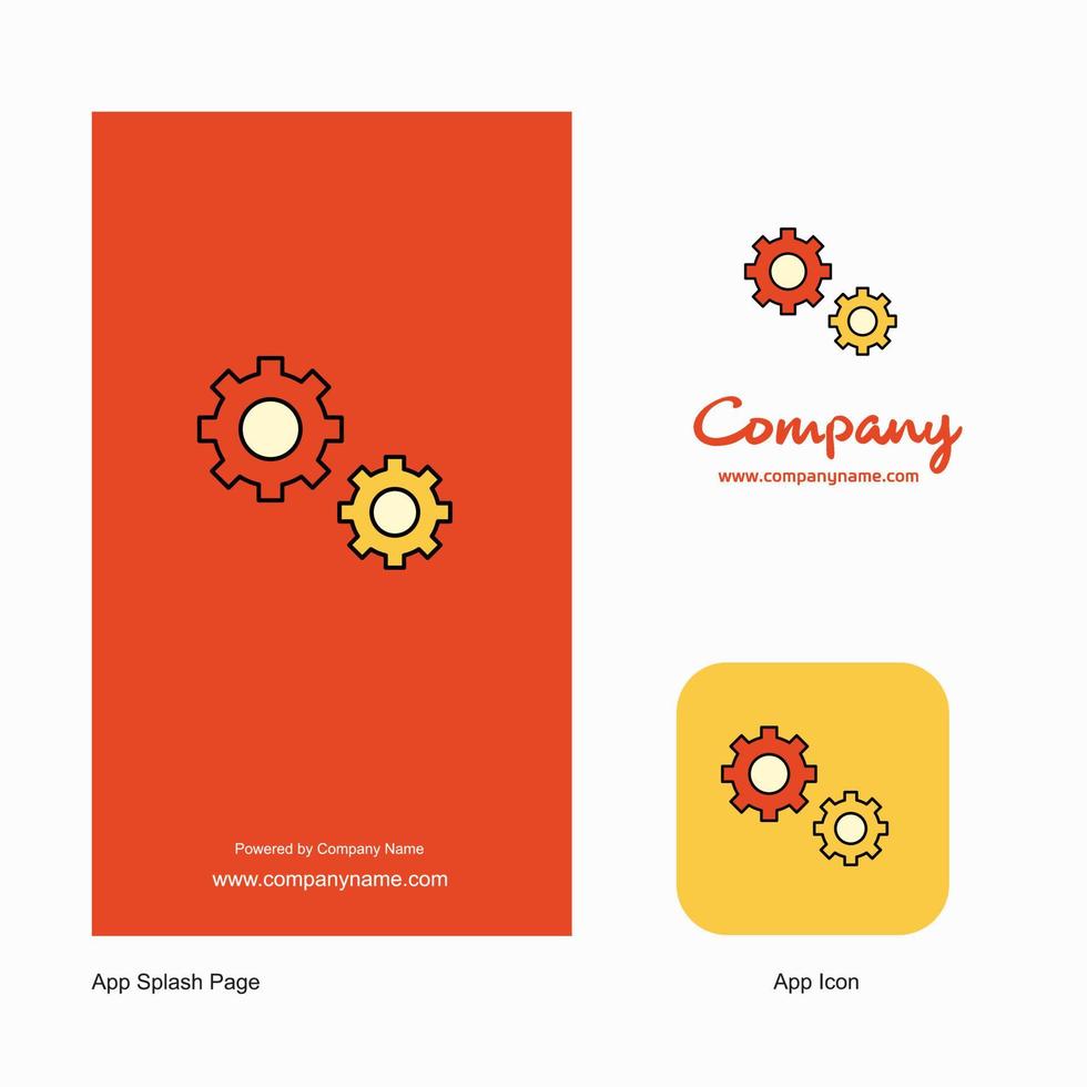 icône de l'application logo de la société d'engrenages et conception de la page de démarrage éléments de conception de l'application commerciale créative vecteur