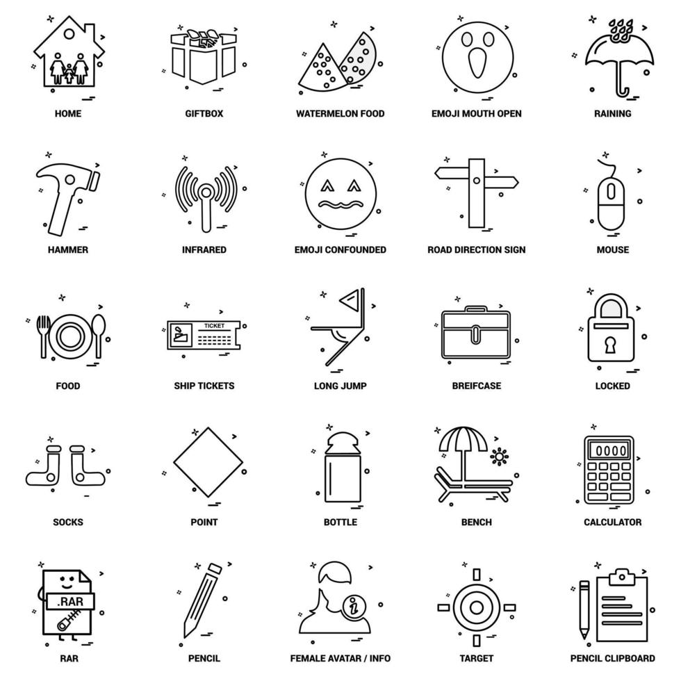 25 jeu d'icônes de ligne de mélange de concept d'entreprise vecteur